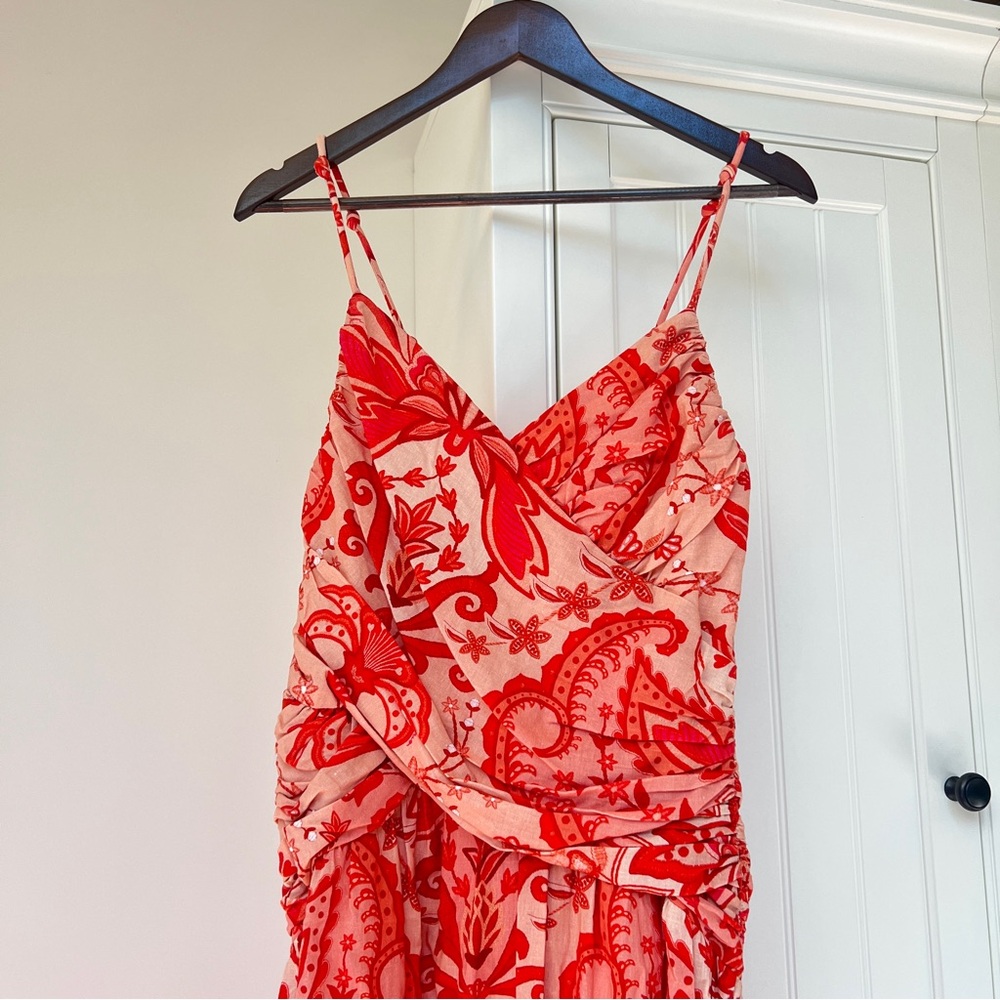 FARM Rio Red Jaipur Crossover Euroflax Linen Maxi Dress Size Small NWT - Picture 6 of 16